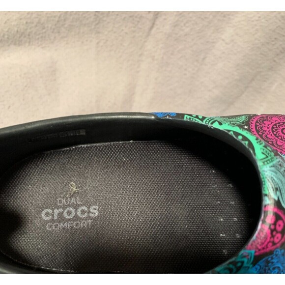Crocs Clogs Womens 6W Neria Pro 2 Graphic Work Black Multi Floral Colorful Boho - Picture 7 of 10